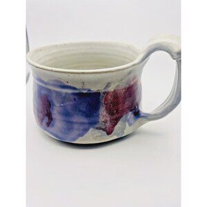Buie Pottery Studio Gatlinburg TN Pink Blue Large Glazed Coffee Mug Signed